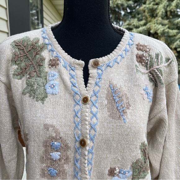 Women’s Vintage Jantzen Classics Cardigan Sweater Hand Embroidered Large * READ* - Picture 2 of 14